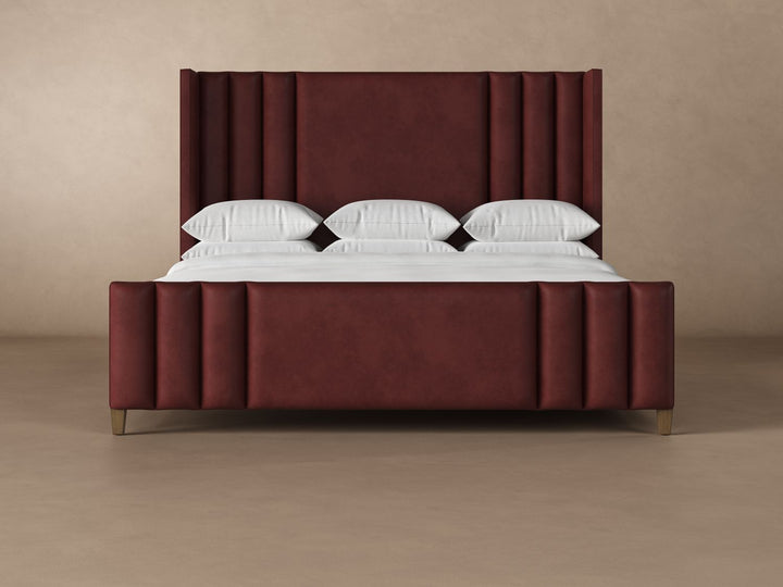 Adler Leather Bed in Bordeaux #color_bordeaux