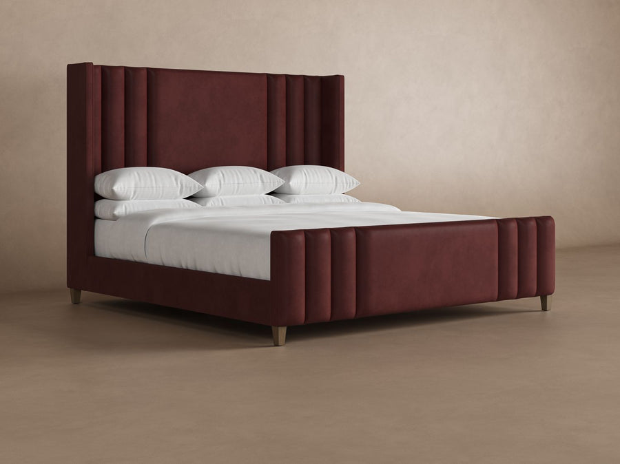 Adler Leather Bed in Bordeaux #color_bordeaux