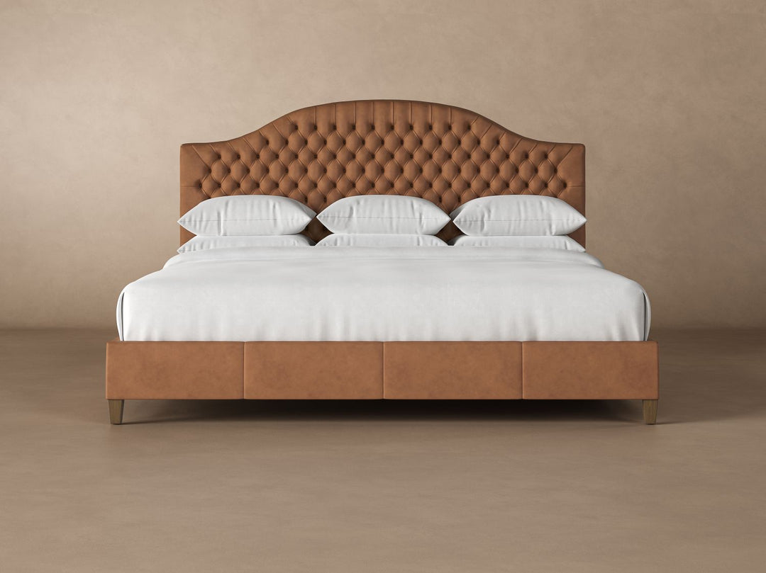 Archie Leather Bed Frame in arctic#color_cognac