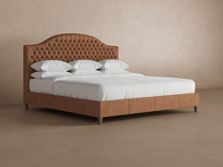 Archie Leather Bed Frame in arctic#color_cognac
