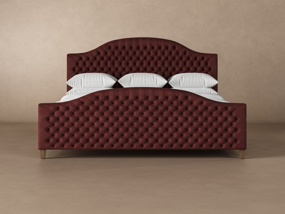 Archie Leather Bed in Bordeaux #color_bordeaux
