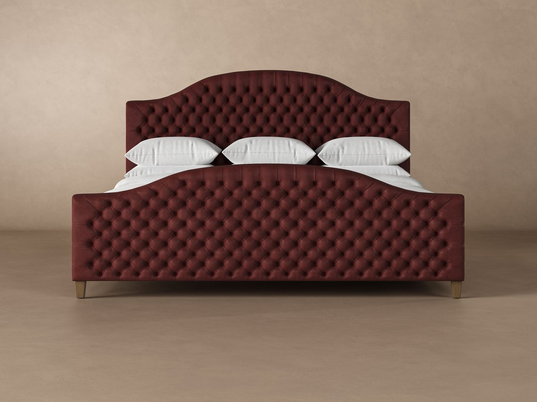 Archie Leather Bed in Bordeaux #color_bordeaux