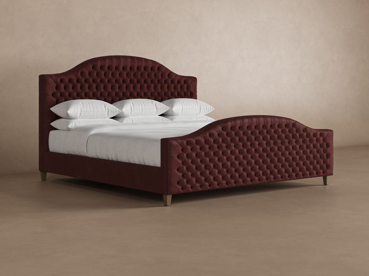 Archie Leather Bed in Bordeaux #color_bordeaux