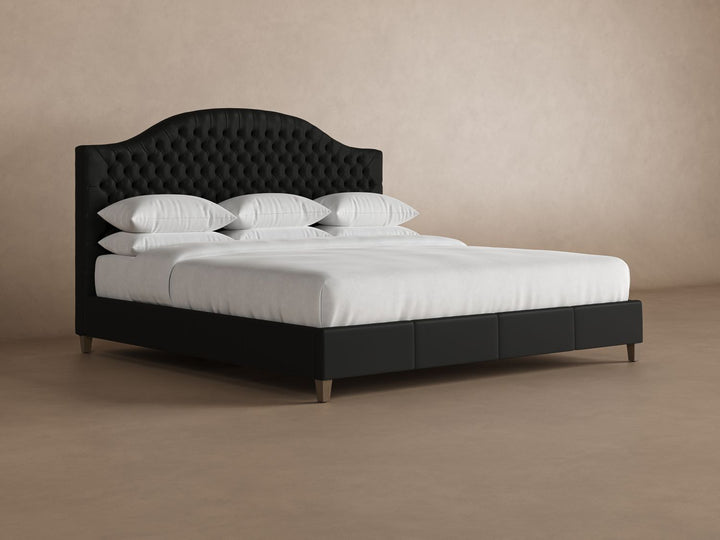 Archie Leather Bed Frame in arctic#color_jet