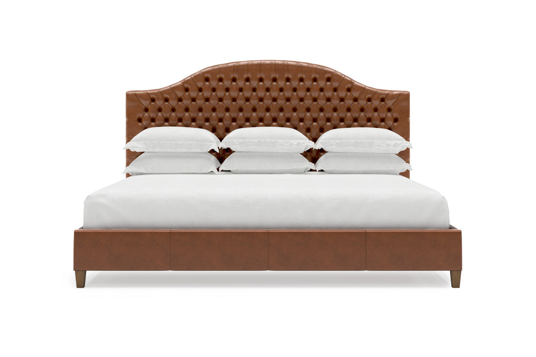 Archie Leather Bed Frame in arctic#color_cognac
