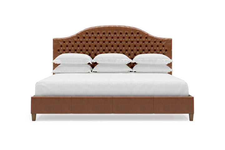 Archie Leather Bed Frame in arctic#color_cognac