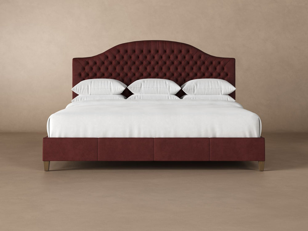 Archie Leather Bed Frame in Bordeaux#color_bordeaux