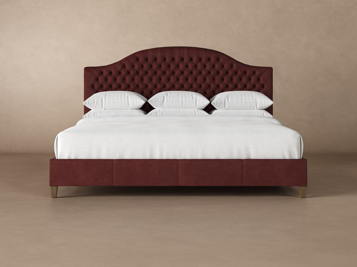 Archie Leather Bed Frame in Bordeaux#color_bordeaux