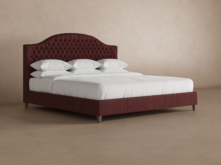Archie Leather Bed Frame in Bordeaux#color_bordeaux