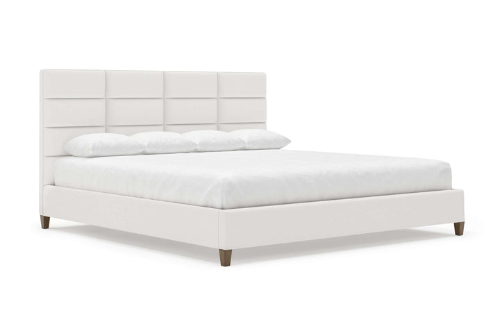 Angled View of Marshall Bed Frame in Snow#color_snow