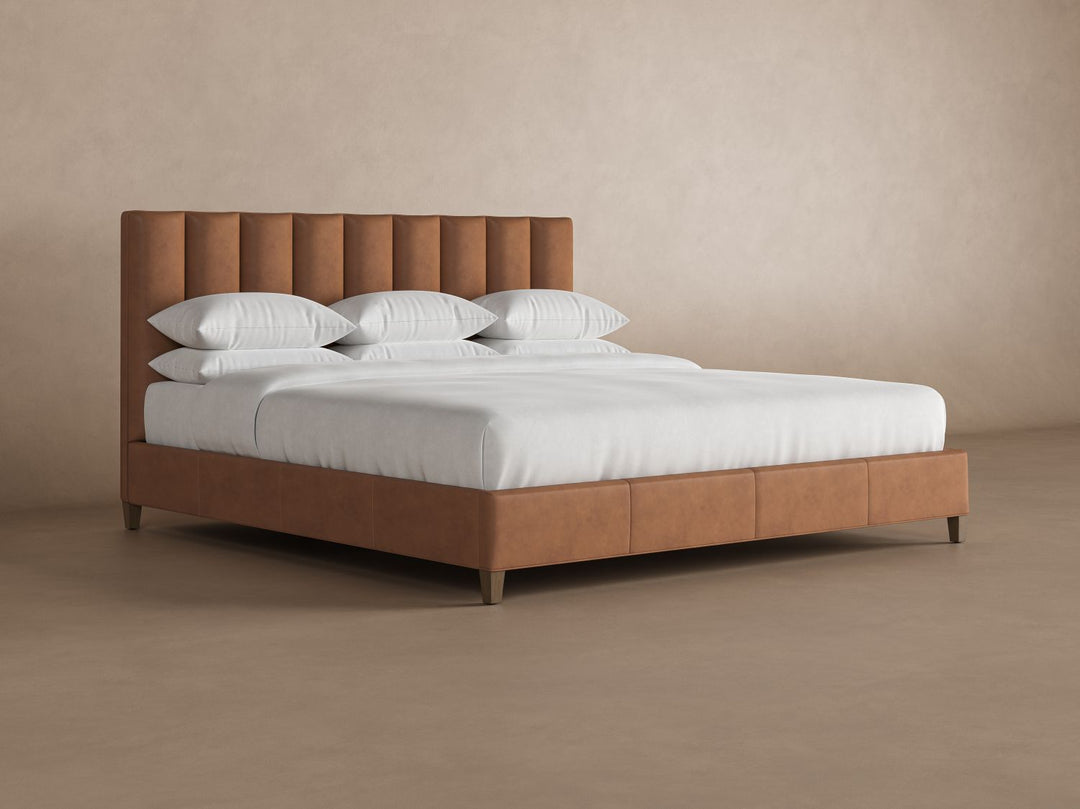 Kenai Leather Bed Frame in Cognac#color_cognac