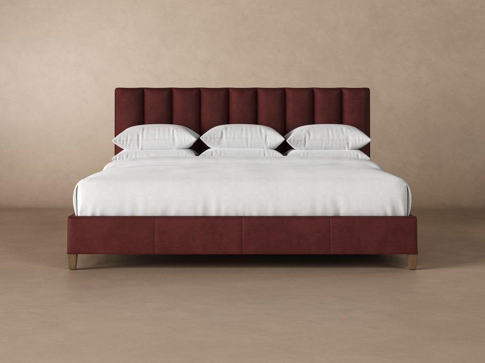 Kenai Leather Bed Frame in Bordeaux#color_bordeaux