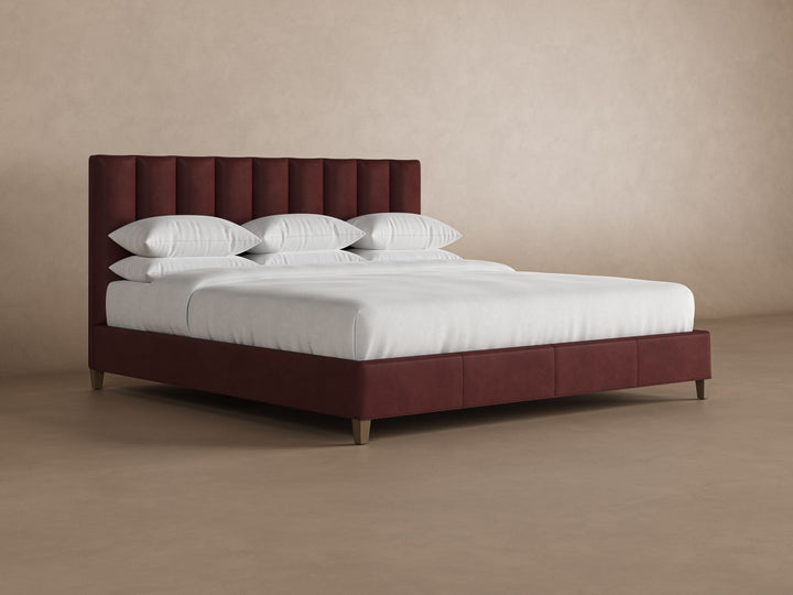 Kenai Leather Bed Frame in Bordeaux#color_bordeaux