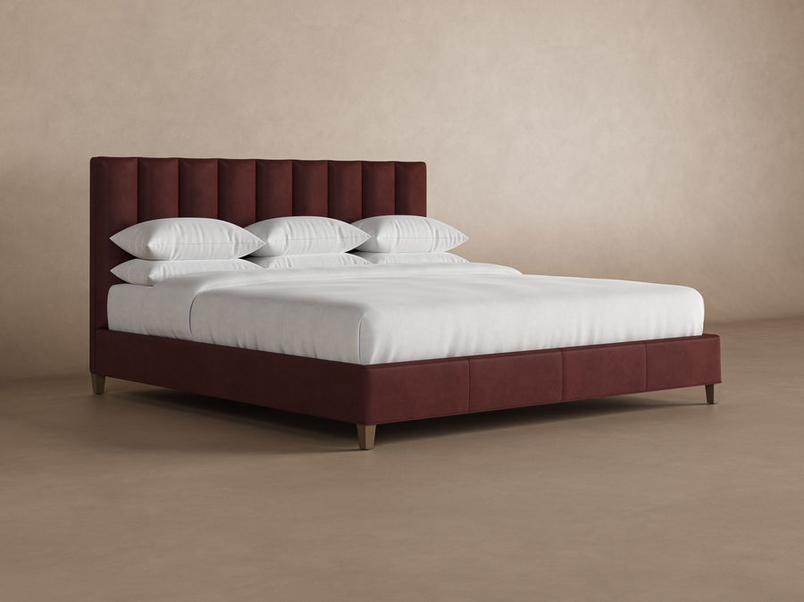 Kenai Leather Bed Frame in Bordeaux#color_bordeaux