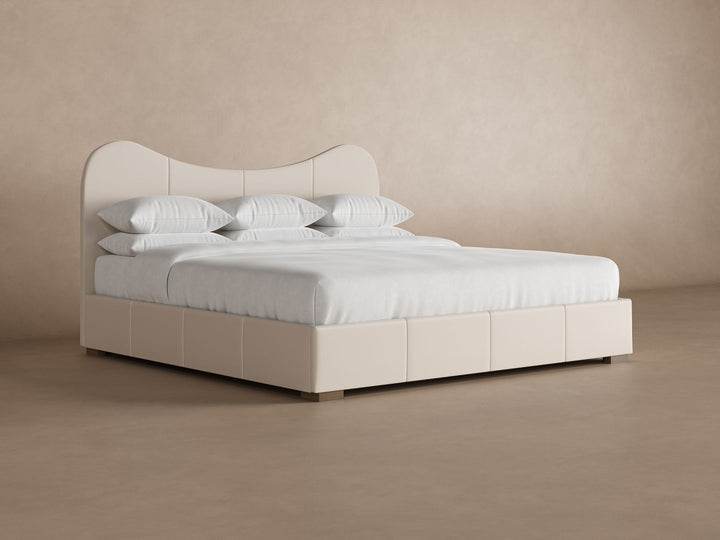 Wave Leather Bed in Arctic #color_arctic