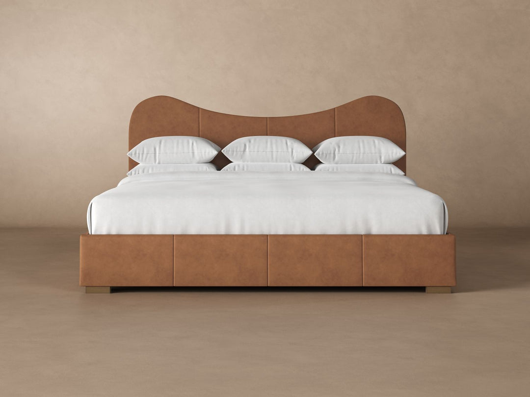 Wave Leather Bed in Cognac #color_cognac