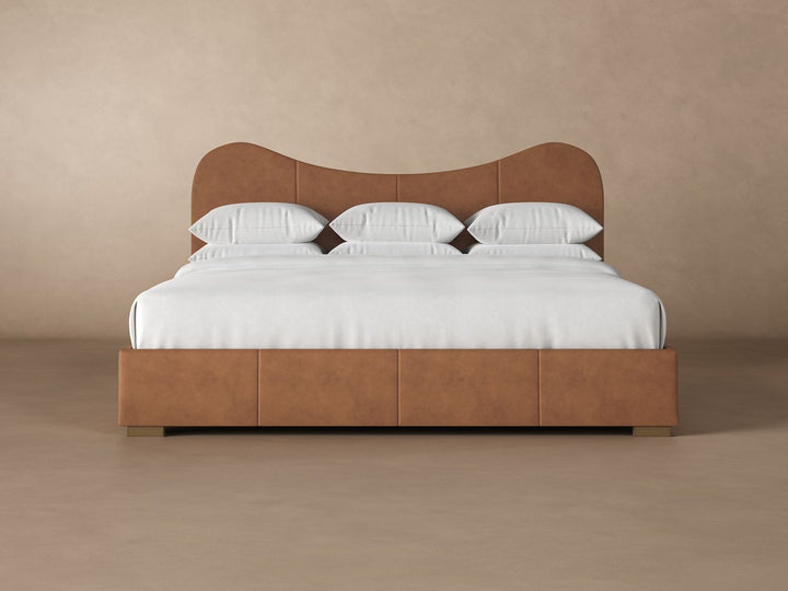 Wave Leather Bed in Cognac #color_cognac