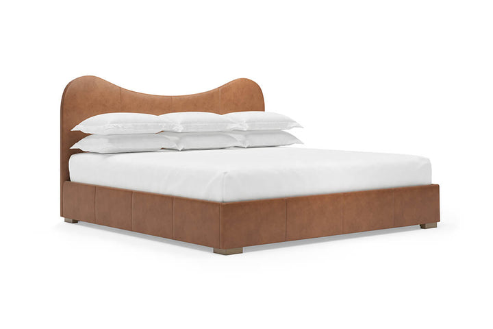 Wave Leather Bed in Cognac #color_cognac
