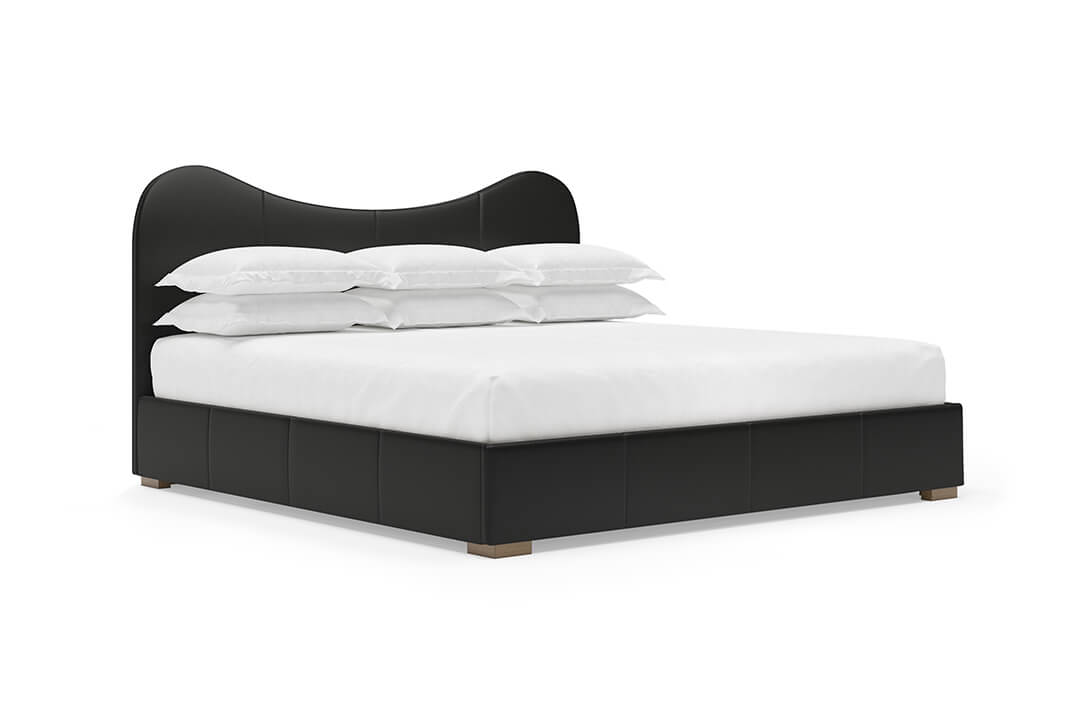 Wave Leather Bed in Jet #color_jet