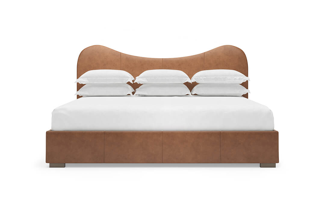 Wave Leather Bed in Cognac #color_cognac