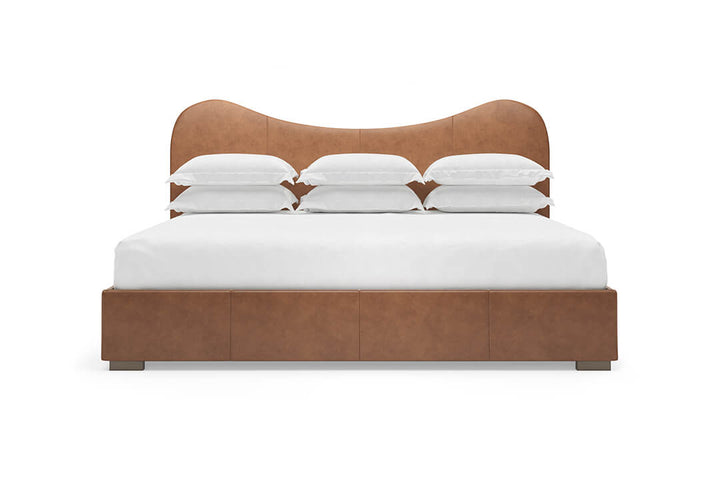 Wave Leather Bed in Cognac #color_cognac