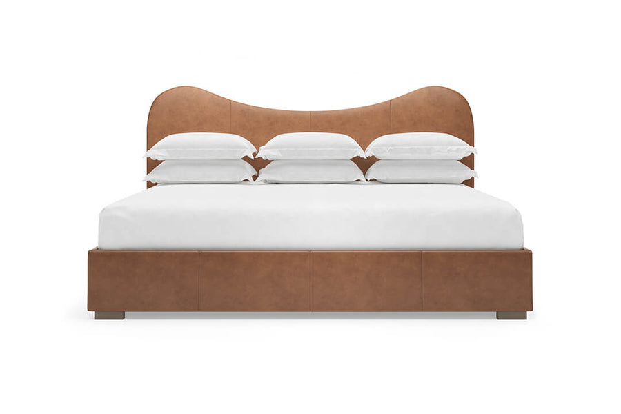 Wave Leather Bed in Cognac #color_cognac