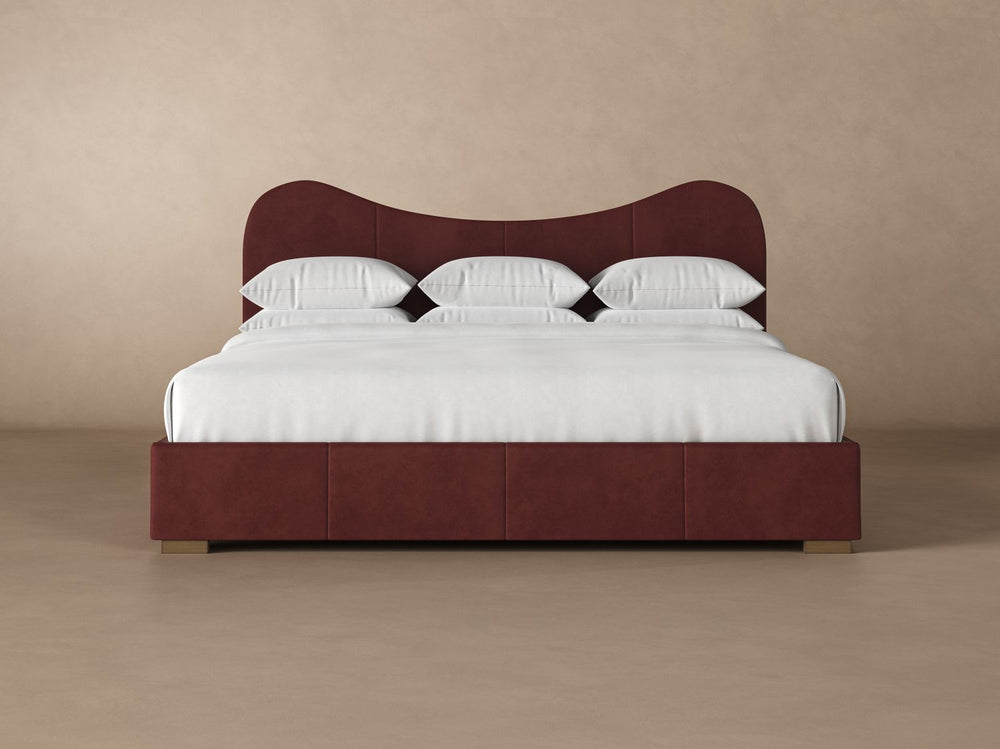 Wave Leather Bed in Bordeaux#color_bordeaux
